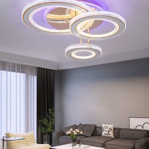 Lustra LED Cu Telecomanda, 3 Tipuri De Lumina Plus Lumina RGB, Intensitate Reglabila, 174W, Auriu Elit's