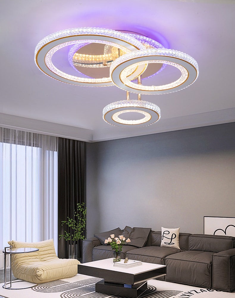 Lustra LED Cu Telecomanda, 3 Tipuri De Lumina Plus Lumina RGB, Intensitate Reglabila, 174W, Auriu Elit's