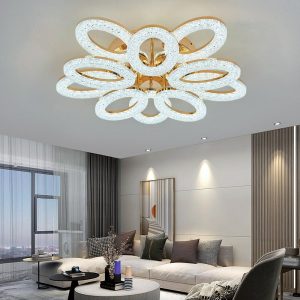 Lustra LED Cu Telecomanda, 3 Tipuri De Lumina, Intensitate Reglabila, 200W, Auriu