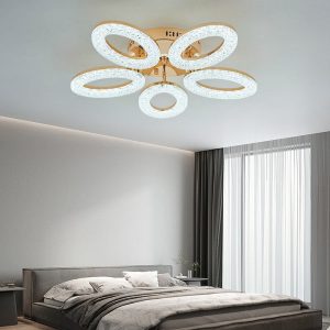 Lustra Cu Telecomanda, 3 Tipuri De Lumina, Intensitate Reglabila, 100W, Auriu Elit's