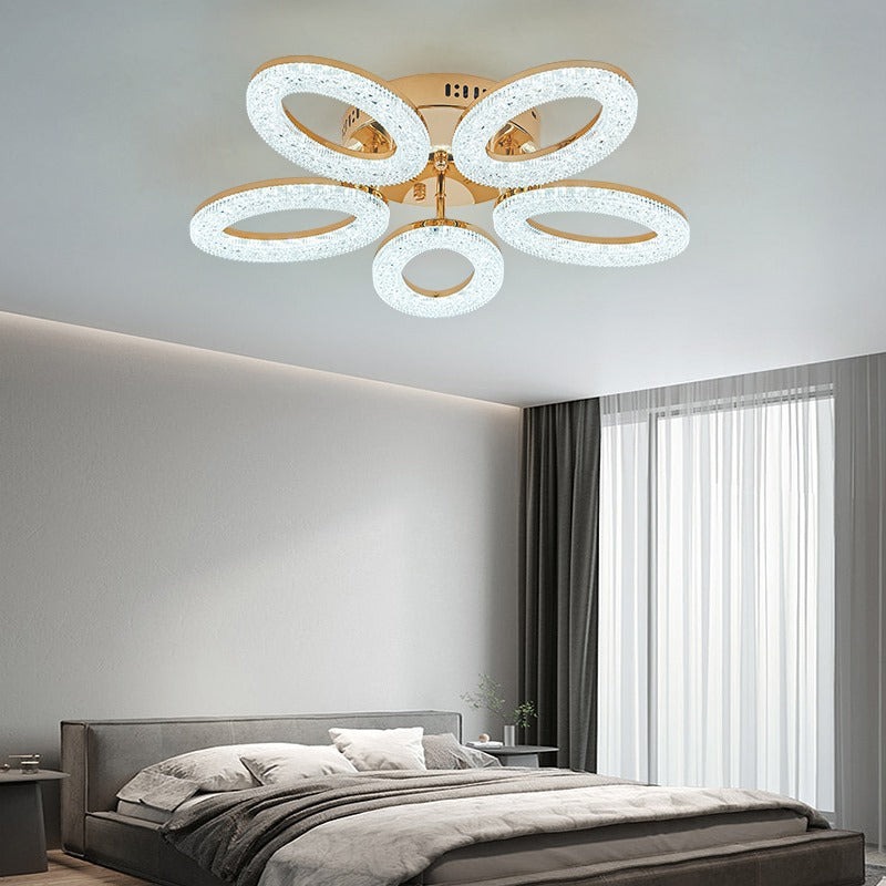 Lustra Cu Telecomanda, 3 Tipuri De Lumina, Intensitate Reglabila, 100W, Auriu Elit's
