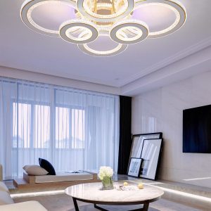 Lustra LED Cu Telecomanda, 3 Tipuri De Lumina Plus Lumina RGB, Intensitate Reglabila, 318W, Auriu Elit's