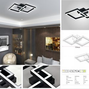 Lustra LED cu Telecomanda,Elit's 3 Tipuri de Lumina, Intensitate Reglabila, 37W, Negru
