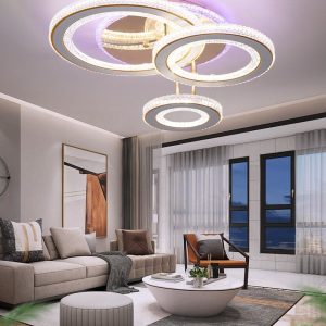 Lustra LED Cu Telecomanda, 3 Tipuri De Lumina Plus Lumina RGB, Intensitate Reglabila, 174W, Auriu Elit's