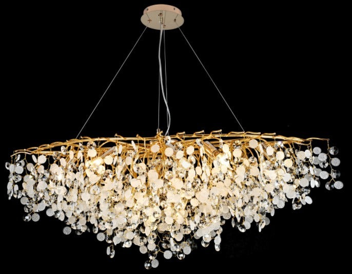Candelabru Eva Cristal,10 Becuri E14, Auriu Elit's