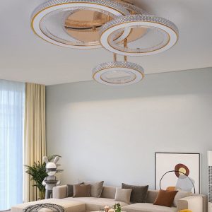 Lustra LED Cu Telecomanda, 3 Tipuri De Lumina Plus Lumina RGB, Intensitate Reglabila, 174W, Auriu Elit's