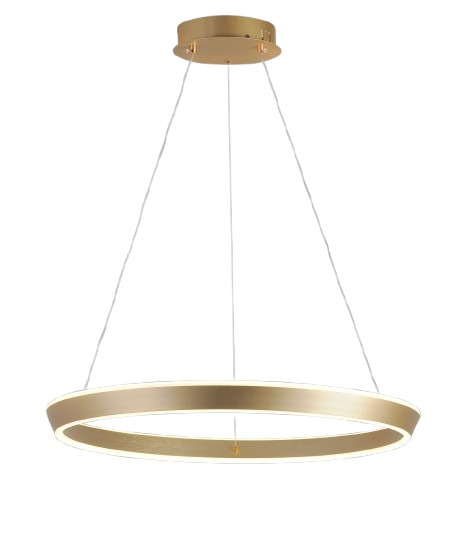 Lustra LED Suspendata Cu Telecomanda, 3 Tipuri De Lumina, Inaltime Reglabila, 160W, Auriu Elit's