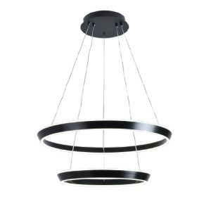 Lustra LED Suspendata Cu Telecomanda, 3 Tipuri De Lumina, Inaltime Reglabila, 240W, Negru Elit's