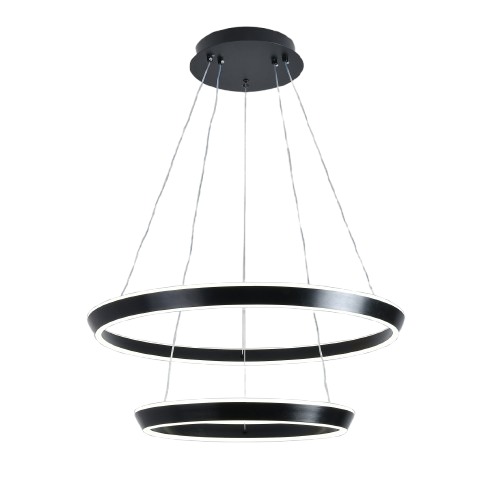 Lustra LED Suspendata Cu Telecomanda, 3 Tipuri De Lumina, Inaltime Reglabila, 240W, Negru Elit's