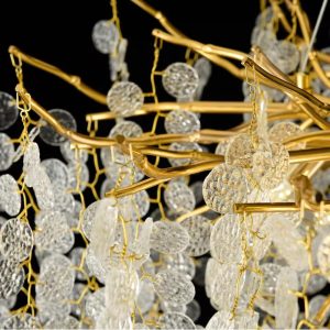 Candelabru Eva Cristal,6 Becuri E14, 60cm, Auriu Elit's