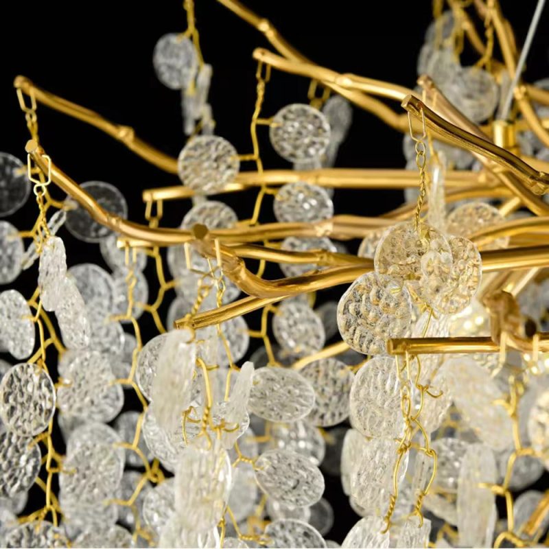 Candelabru Eva Cristal,6 Becuri E14, 60cm, Auriu Elit's