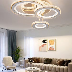 Lustra LED Cu Telecomanda, 3 Tipuri De Lumina Plus Lumina RGB, Intensitate Reglabila, 174W, Auriu Elit's