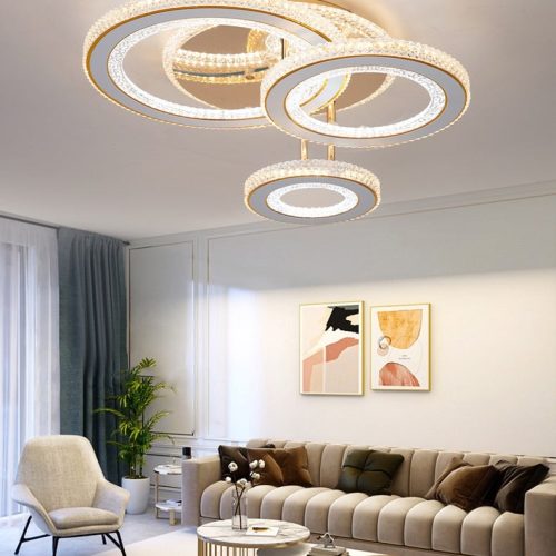 Lustra LED Cu Telecomanda, 3 Tipuri De Lumina Plus Lumina RGB, Intensitate Reglabila, 174W, Auriu Elit's
