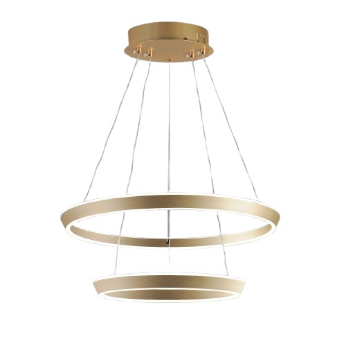 Lustra LED Suspendata Cu Telecomanda, 3 Tipuri De Lumina, Inaltime Reglabila, 240W, Auriu Elit's