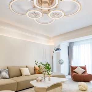 Lustra LED Cu Telecomanda, 3 Tipuri De Lumina Plus Lumina RGB, Intensitate Reglabila, 318W, Auriu Elit's