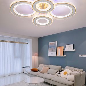 Lustra LED Cu Telecomanda, 3 Tipuri De Lumina Plus Lumina RGB, Intensitate Reglabila, 186W, Auriu Elit's