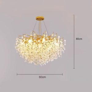 Candelabru Eva Cristal,6 Becuri E14, 60cm, Auriu Elit's