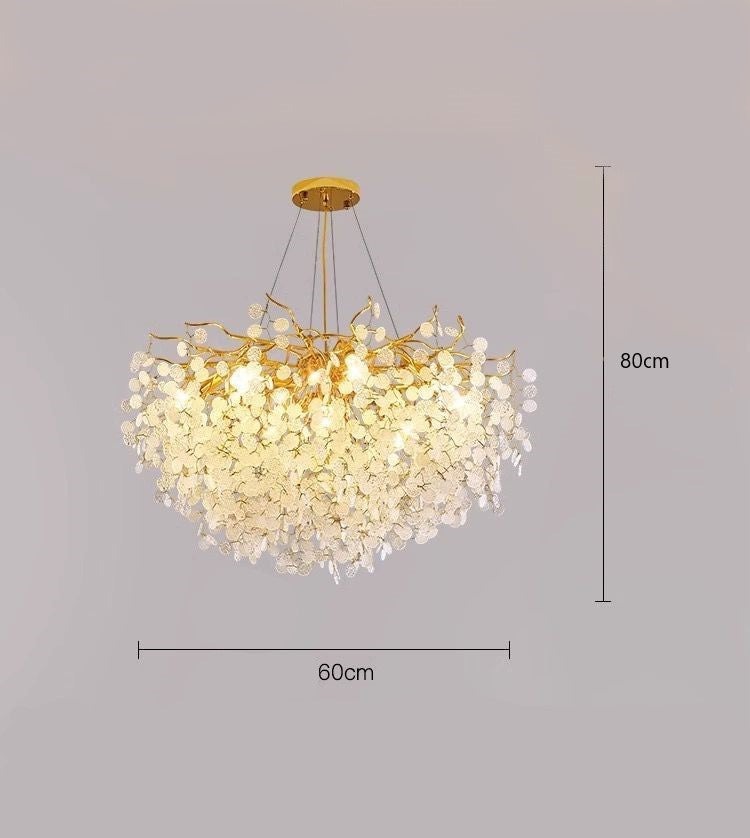 Candelabru Eva Cristal,6 Becuri E14, 60cm, Auriu Elit's