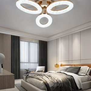 Lustra LED Cu Telecomanda, 3 Tipuri De Lumina, Intensitate Reglabila, 60W, Auriu Elit's