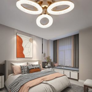 Lustra LED Cu Telecomanda, 3 Tipuri De Lumina, Intensitate Reglabila, 60W, Auriu Elit's