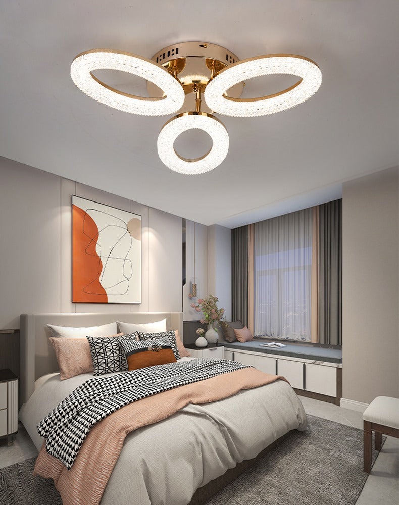 Lustra LED Cu Telecomanda, 3 Tipuri De Lumina, Intensitate Reglabila, 60W, Auriu Elit's