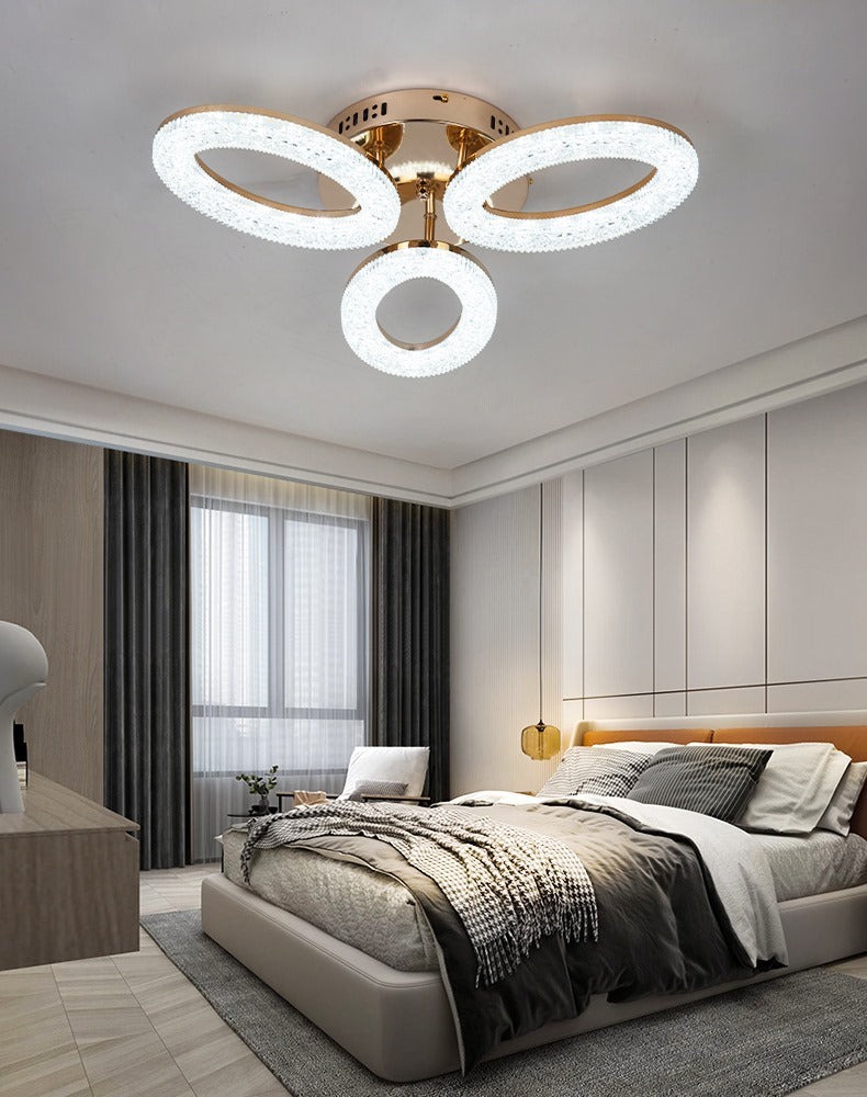 Lustra LED Cu Telecomanda, 3 Tipuri De Lumina, Intensitate Reglabila, 60W, Auriu Elit's