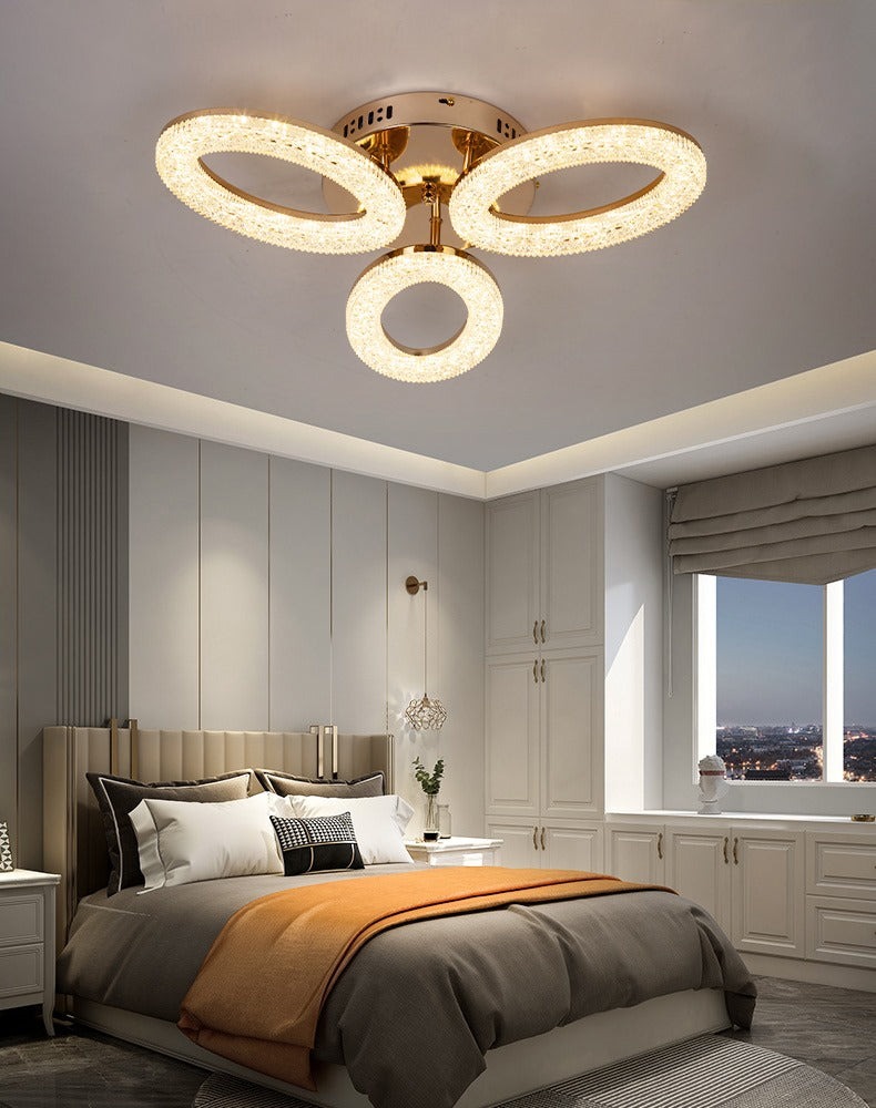 Lustra LED Cu Telecomanda, 3 Tipuri De Lumina, Intensitate Reglabila, 60W, Auriu Elit's