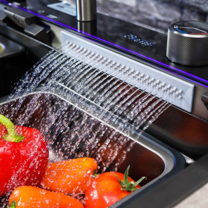 Chiuveta-Bucatarie-Multifunction (12) Chiuveta Bucatarie Multifunctionala cu LED, Inox, Gri Inchis–Negru, ESN 75×45 Elit's cm