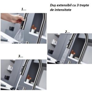 Chiuveta Bucatarie Multifunctionala cu LED, Inox, Gri Inchis – Negru, ESN Elit's 75×45 cm