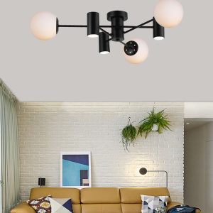 Lustra Cu LED Si 3 Globuri, Negru Elit's