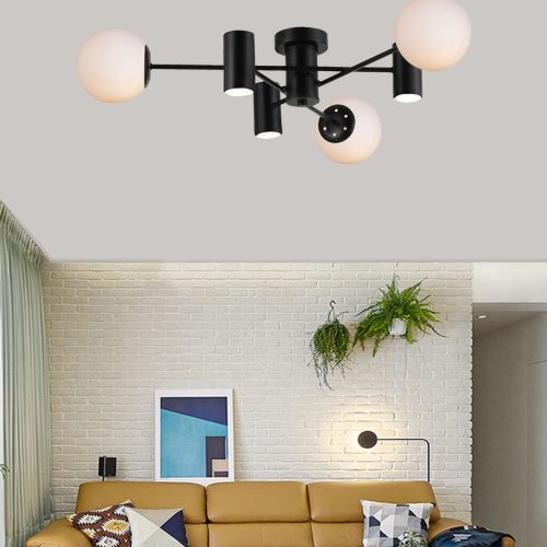 Lustra Cu LED Si 3 Globuri, Negru Elit's