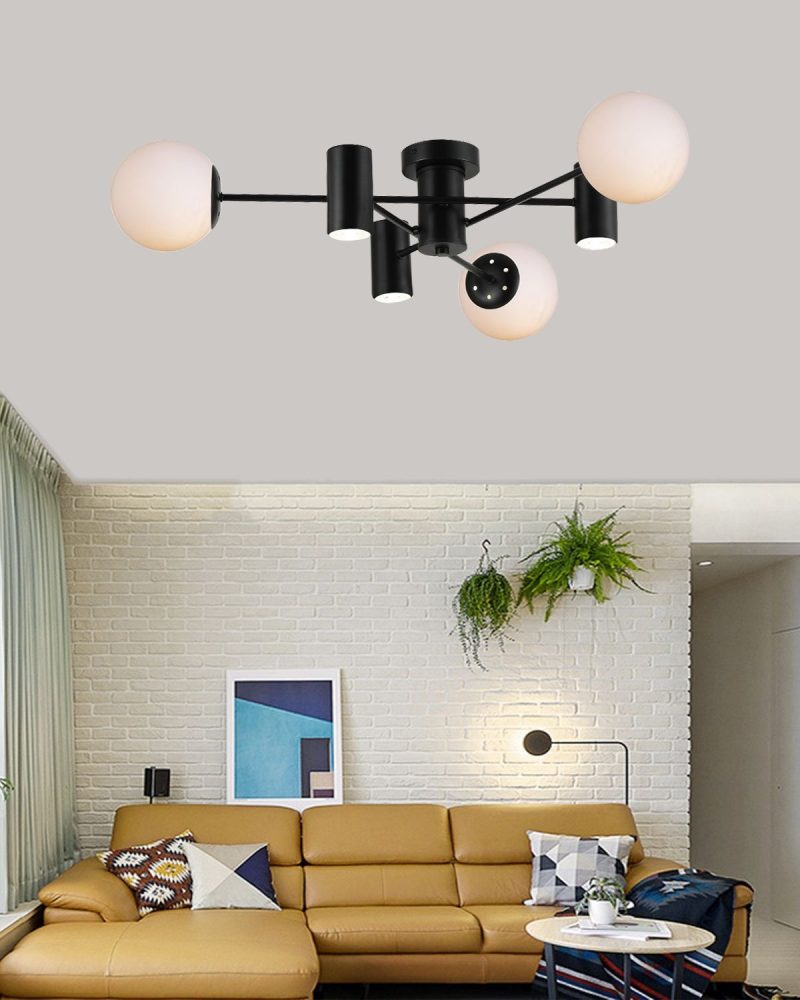 Lustra Cu LED Si 3 Globuri, Negru Elit's