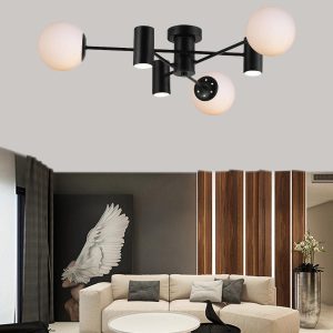 Lustra Cu LED Si 3 Globuri, Negru Elit's