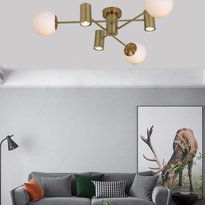 Lustra Cu LED Si 3 Globuri, Auriu Elit's