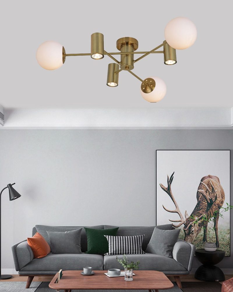 Lustra Cu LED Si 3 Globuri, Auriu Elit's