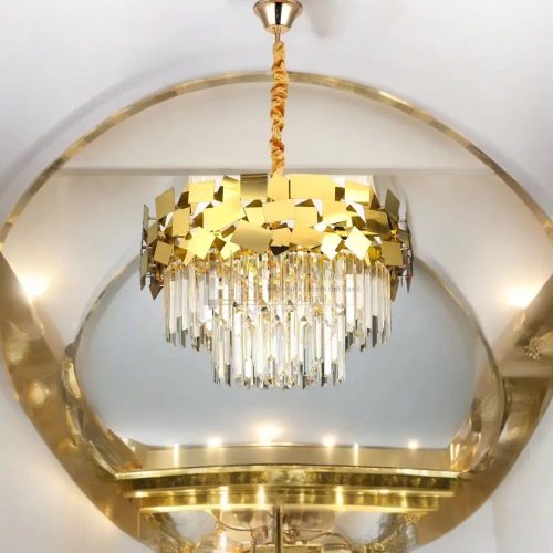Candelabru Cristal, 5 X E14, Auriu Elit's