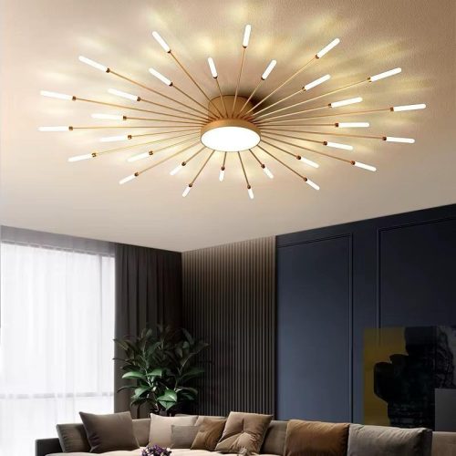 Lustra LED 3 Tipuri De Lumina, 60W, Auriu