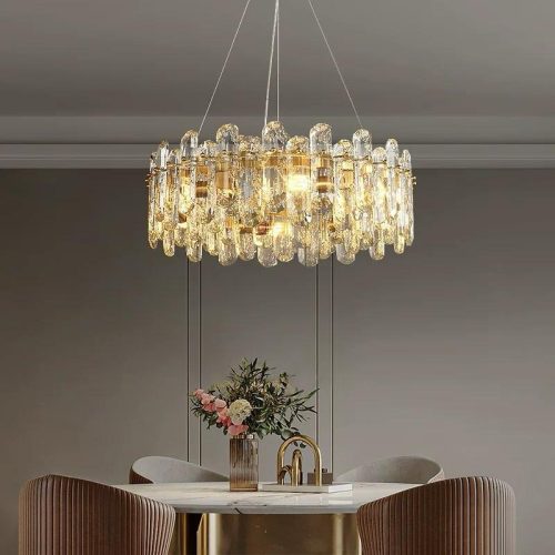 Candelabru Textura Cristal, Metal, 10 X E14, Auriu Elit's