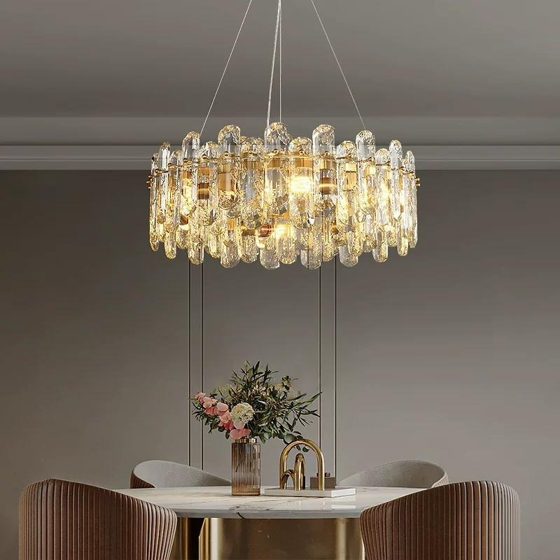 310d6ea4-4a0b-477d-9967-86b9f6ed Candelabru Textura Cristal, Metal, 10 X E14, Auriu Elit's