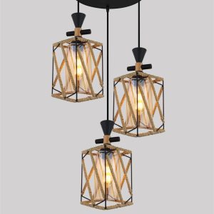 3_63e6bbb8-bb3f-4e2a-ba25-009ae8 Pendul Rustic cu Abajuri, 3 x E27, Inaltime Reglabila, Negru Elit's