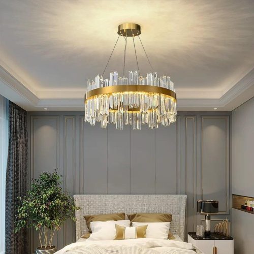 Candelabru LED Textura Cristal, Metal, 64W, Auriu Elit's