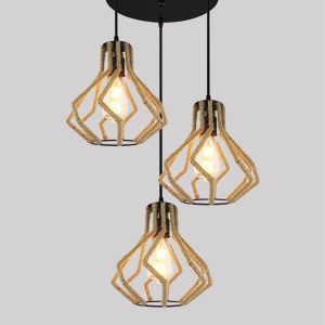 Pendul Rustic, 3 X E27, Inaltime Reglabila, Negru Elit's