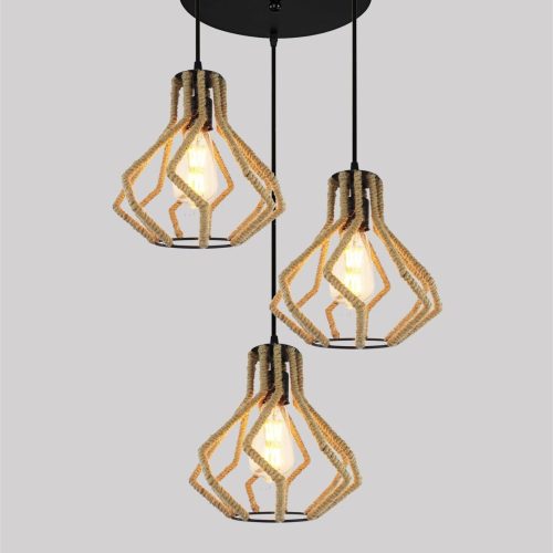 Pendul Rustic, 3 X E27, Inaltime Reglabila, Negru Elit's