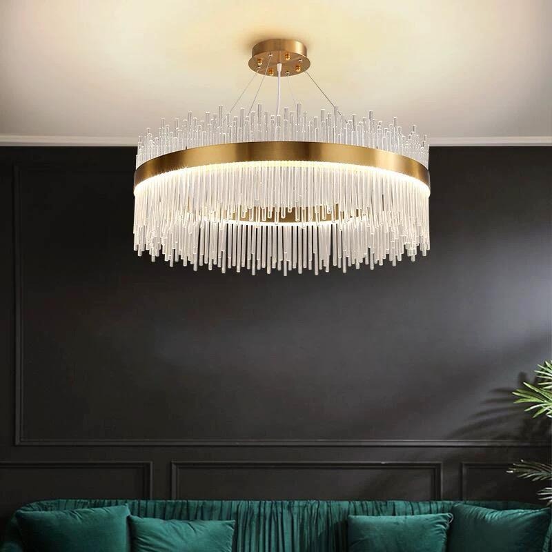 5265cee8-3cac-460f-b36e-5add0744 (1) Candelabru Textura Cristal, Metal, 96W, Auriu Elit's