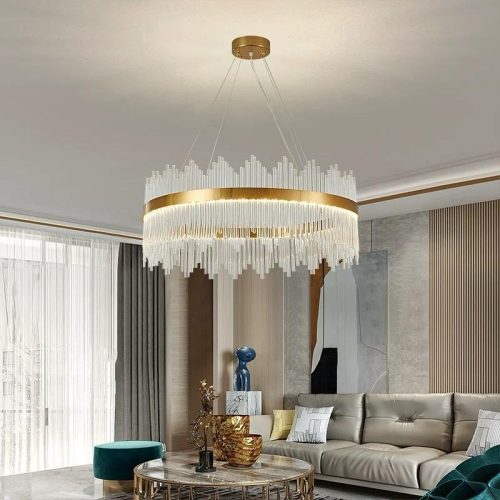 Candelabru Textura Cristal, Metal, 64W, Auriu Elit's