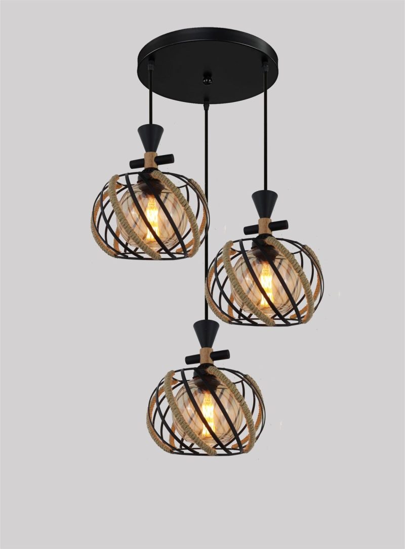 5_efa6db7c-e434-4c70-a503-003e77 Pendul Rustic cu Abajuri, 3 x E27, Inaltime Reglabila, Negru