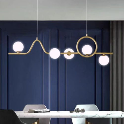 Lustra Dining Suspendata, 5 Globuri, Auriu Elit's