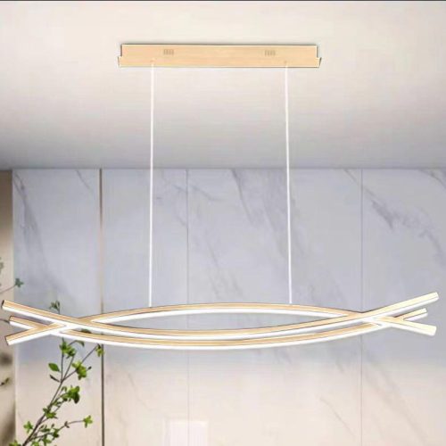 Lustra Dining Suspendata Cu Telecomanda, Auriu, 80W Elit's