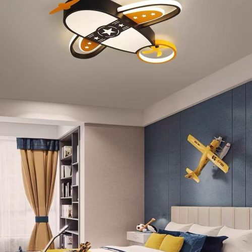 Lustra Cu Telecomanda, Avion, Negru cu Auriu Elit's