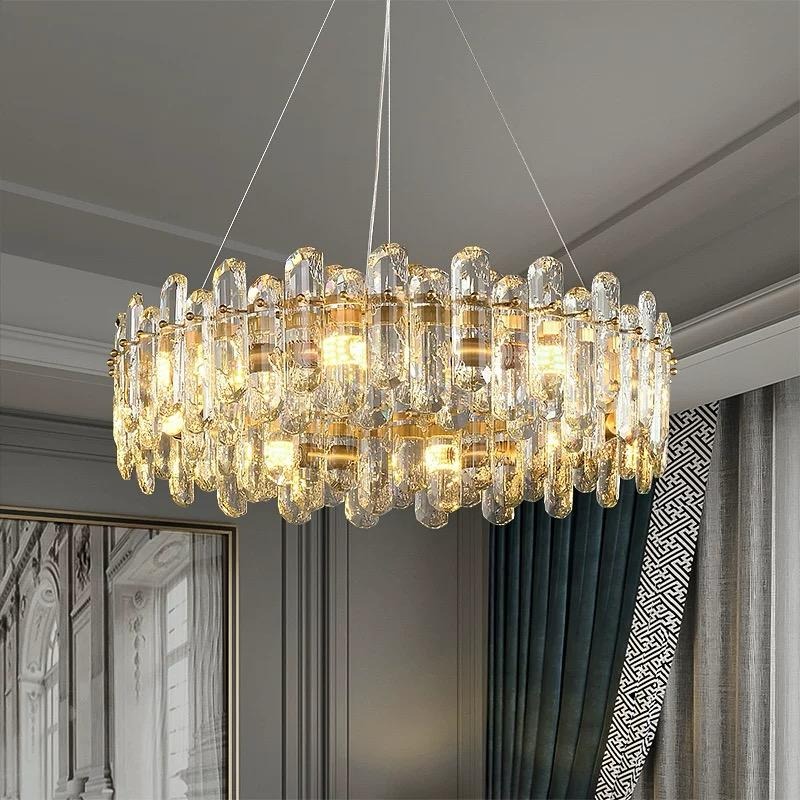 a9bc9b90-1e5c-4fc8-a7da-aee70579 Candelabru Textura Cristal, Metal, 10 X E14, Auriu Elit's